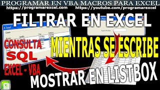 492 Como Buscar en ❤️ Excel Mientras se Escribe y 🔥 Cargar Listbox con SQL [upl. by Lat]