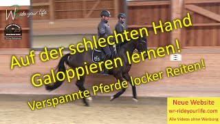 F158 Angaloppieren auf der steifen  schlechten Seite Verspannte Pferde locker reiten Galopp [upl. by Atis412]