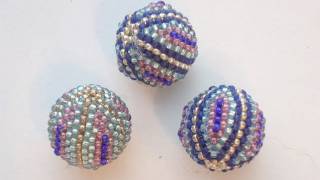 BeadsFriends Beaded bead tutorial  How to cover a wooden bead with Peyote Stitch 12 [upl. by Cordy386]