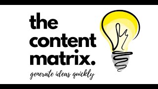 Using the content matrix to multiply your ideas FiveMinute Marketing Tips April 152019 video [upl. by Erehpotsirhc]