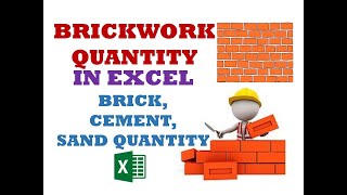 Brick MasonryEstimating quantity of Cement Sand amp Bricks in Microsoft ExcelUnite Coaching [upl. by Breena]