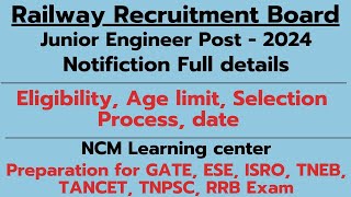 Railway Recruitment board  Junior Engineer Post  2024 Exam  Notification full details  Tamil [upl. by Akienaj]