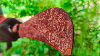 Restoration Rusted Butchers Knife  Very Old Knife  Removing Century Rust [upl. by Nader30]