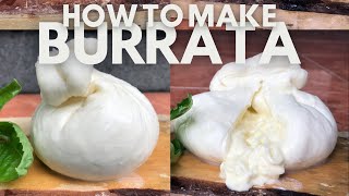 BURRATA  HOW TO MAKE FRESH BURRATA CHEESE 🧀 🇮🇹 [upl. by Staw]