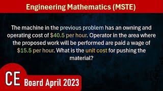 CE Board MSTC Problem 2 Construction Methods  CE April 2023 [upl. by Kirtap]