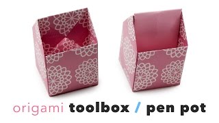 Origami Tool Box  Divided Box  Pencil Pot Tutorial  Paper Kawaii [upl. by Sigsmond684]