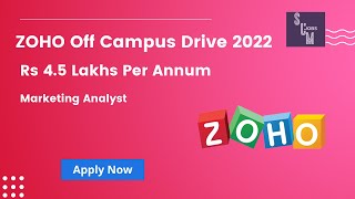 ZOHO Off Campus Drive 2022  MARKETING ANALYST  MBA [upl. by Leuname]