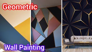 Wall Painting Design  Geometric Wall Painting home decor Interior Design ideas [upl. by Daenis]