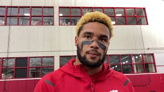 Wisconsin footballs Austin Brown discusses game changing fumble recovery vs Western Michigan [upl. by Eerehs]