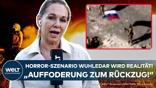 UKRAINEKRIEG Rückzug in Wuhledar Russische Flaggen gehisst  Gebiet unter Putins Kontrolle [upl. by Naes]