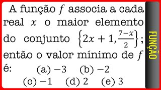 FAURGS  Função  A função 𝑓 associa a cada real 𝑥 o maior elemento do conjunto 2𝑥1 7−𝑥2 [upl. by Rihat]