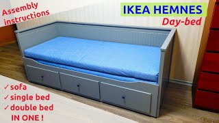 IKEA HEMNES daybed with 3 drawers  sofa a single bed a double bed in one Assembly instructions [upl. by Amluz43]