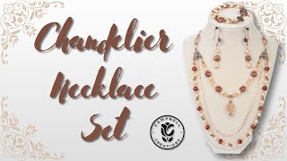 Czech Glass and Pearl Chandelier Necklace Set  Using Stash from Bead Box Bargains Site [upl. by Suneya499]