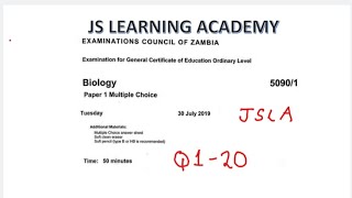 2019 Biology Paper 1  Part A Question 1 to 20 [upl. by Annahsit]