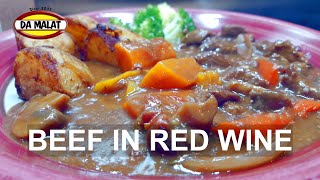 Slow Cooked Beef In Red Wine  French style beef casserole recipe  Easy to follow recipe tutorial [upl. by Aymahs378]