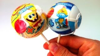 DibusYmas SPONGEBOB SMURFS CHUPA CHUPS BALL SURPRISE unboxingsurpriseegg [upl. by Netsrijk]