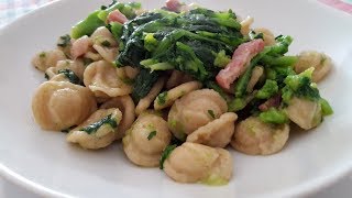 Orecchiette and Broccoli rabe Orecchiette Integrali con Cime di Rapa e pancetta [upl. by Beatriz309]