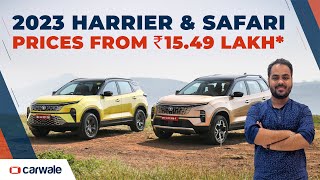 New Harrier and Tata Safari Facelift Prices Variants and Safety Features Detailed  CarWale [upl. by Ikcir]