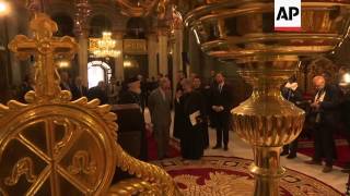 Charles meets Romanian Orthodox Church Patriarch Daniel and Princess Margareta [upl. by Turtle]