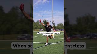 When safeties see defenseless receivers‼️🤣 nfl footballshorts americanfootball [upl. by Leonore]