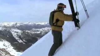 Putting Skis on in a Steep Slope with Mike Hattrup [upl. by Friedlander]