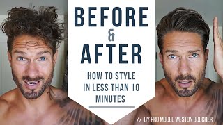 How To Style Men’s Hair Like A Pro In Less Than 10 Minutes  Hairstyle Tips by LA Model [upl. by Einhoj]