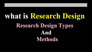 what is Research Design Research Design Types and Research Design Methods [upl. by Mahgem]