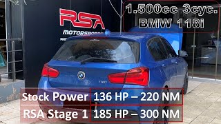 BMW 118i B38 Engine  Stage 1 vs Stock Acceleration  1500cc 3cyclinder  136hp to 185hp 80NM Torq [upl. by Mathur]