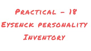 Practical  18 Eysenck Personality Inventory bhupsychology psychologypractical [upl. by Marleah]