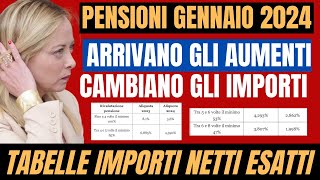 AUMENTO PENSIONI 2024 TABELLE IMPORTI NETTI CON AUMENTI E RIVALUTAZIONE FASCIA PER FASCIA [upl. by Durrell]