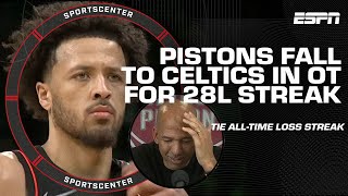 Pistons tie ALLTIME consecutive loss record as Celtics erase 19point deficit  SportsCenter [upl. by Ahsatam346]