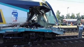 Czech highspeed train crash Train hit truck [upl. by Yeoj310]