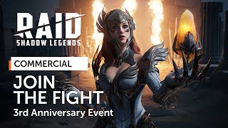 RAID Shadow Legends  RAID 3rd Anniversary Event  Join The Fight Official Commercial [upl. by Iatnahs]