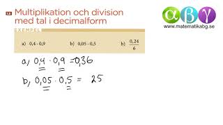 G 13 Multiplikation och division med tal i decimalform [upl. by Kumar]