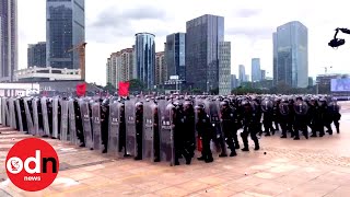 Chinese Riot Police Stage Mock Street Battle Near Hong Kong [upl. by Harobed]