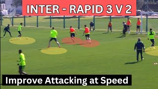 INTENSE INTER MILAN 3v2 Football Training Session  Soccer Drills attack vs defence finishing [upl. by Aeriela244]