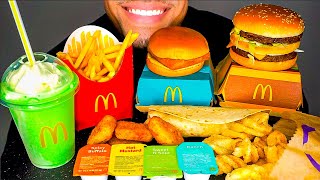 ASMR McDonalds Mukbang BIG Mac Chicken Nuggets Burrito Cinnamon Twist Shamrock Milkshake Eating [upl. by Aholah]