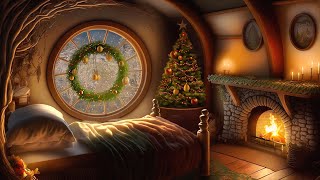 Christmas Hobbit Bedroom  Cozy Winter Ambience  Relaxing Fireplace amp Whistling of the Wind Sounds [upl. by Ennylyak]