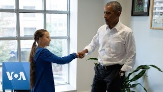 Former President Obama Meets Climate Activist Greta Thunberg [upl. by Leggat]