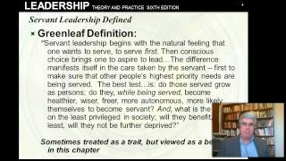 Servant Leadership Northouse 7 ed Ch 10 [upl. by Ecinehs]