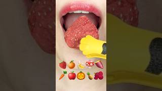 ASMR EMOJI FOOD 🍓🍊🍌🍄🍠🥕🍎🎃🍍이모지 먹방 sped up [upl. by Omarr284]