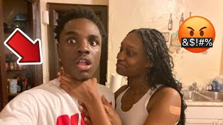 FLINCHING AT MY GIRLFRIEND PRANK TO SEE HOW SHE REACTS 🤬…backfires [upl. by Allit141]