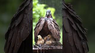 Mother Pigeon Sheltering Her Chicks from the Rain mother birds pigeon [upl. by North37]