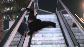 Drunk Man falling down escalatormov [upl. by Etnahsa978]