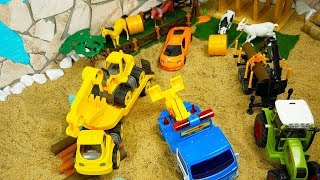 Buntes Spielzeug Traktor Bagger Laster Transporter im Sand Film für Kinder [upl. by Ahsinot]