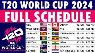 T20 World Cup 2024 schedule ICC T20 World Cup 2024 Schedule  Full list of matches timing amp venues [upl. by Neeliak]