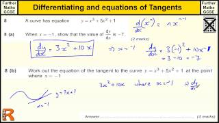 Differentiating and equations of tangents GCSE Further Maths revision Exam paper practice amp help [upl. by Enrico]