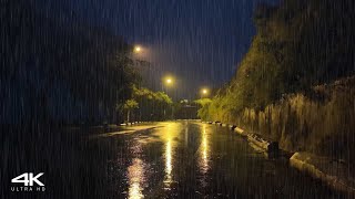 Defeat Imsomnia to Sleep Instantly with Heavy Rain on an Empty Street in a Quiet Night [upl. by Efren8]