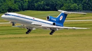 FullHD Last Flight Belavia Tupolev 154 landing amp takeoff at GenevaGVALSGG [upl. by Kahl]