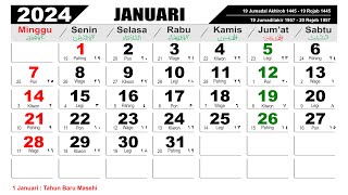 KALENDER TAHUN 2024 LENGKAP DENGAN LIBUR NASIONAL [upl. by Noret]